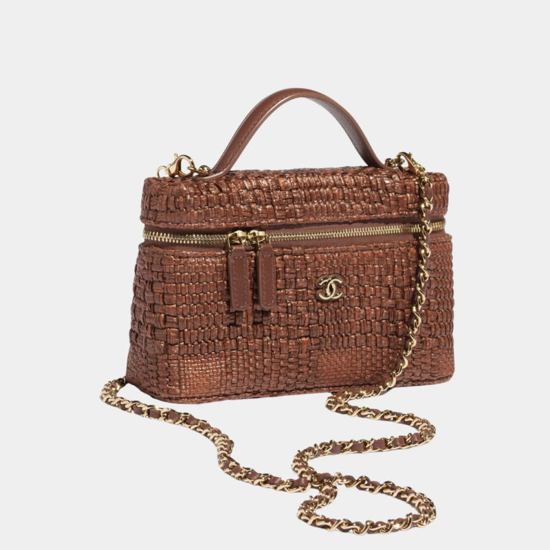 Xbrandat Braided Raffia Slim Vanity Case